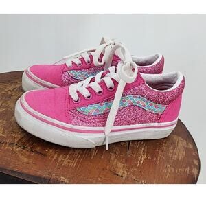 Girls VANS Mermaid Pink Sparkle Glitter Sneakers‎ Size 11.5